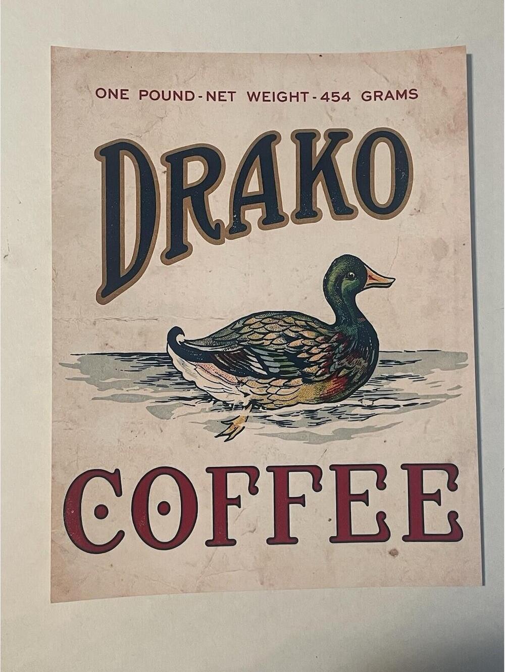 Drako Coffee Paper REPRINT 8.5x11 Ad Sign Poster Vintage Style Not Porcelain